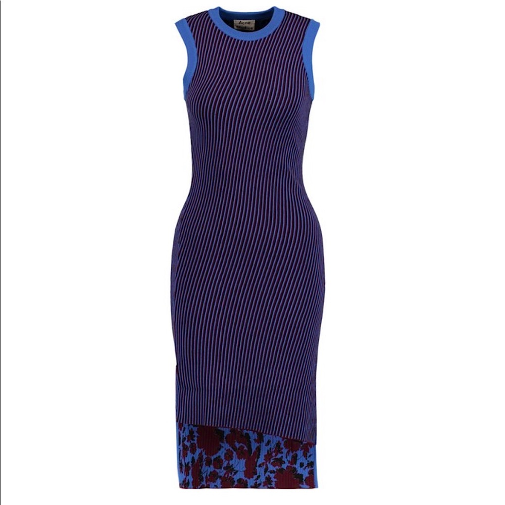 Acne Studios burgundy, blue and black Jolie dress